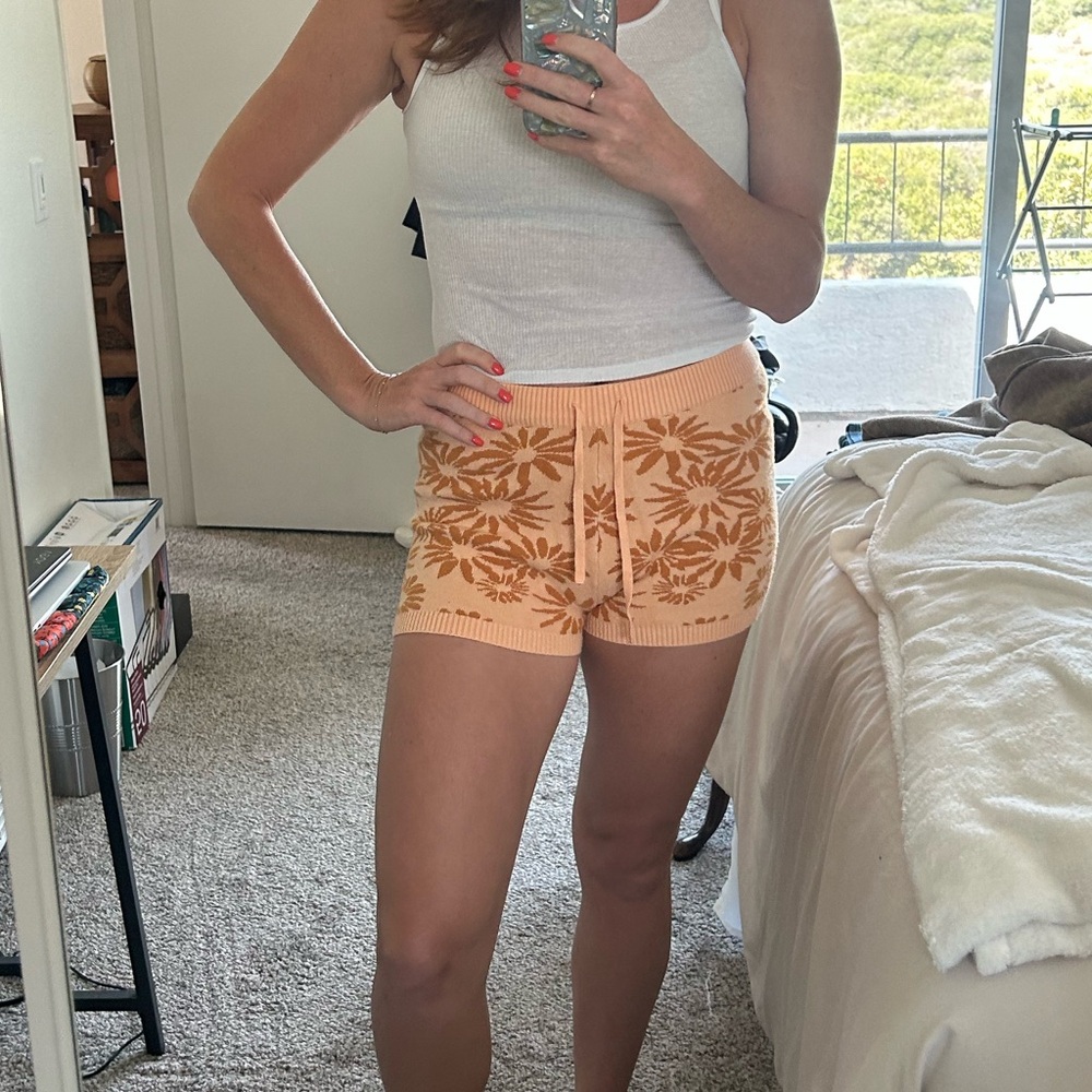 L*Space Orange Floral Knit Shorts